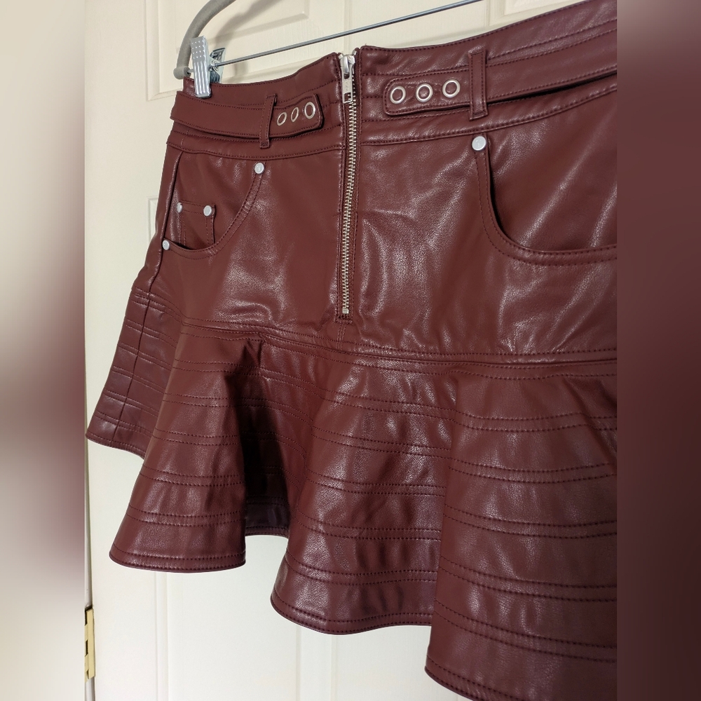 ANTHROPOLOGIE Burgundy Leather Skirt NWT! ♥️ - Picture 7 of 11